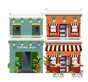 时尚商铺建筑矢量